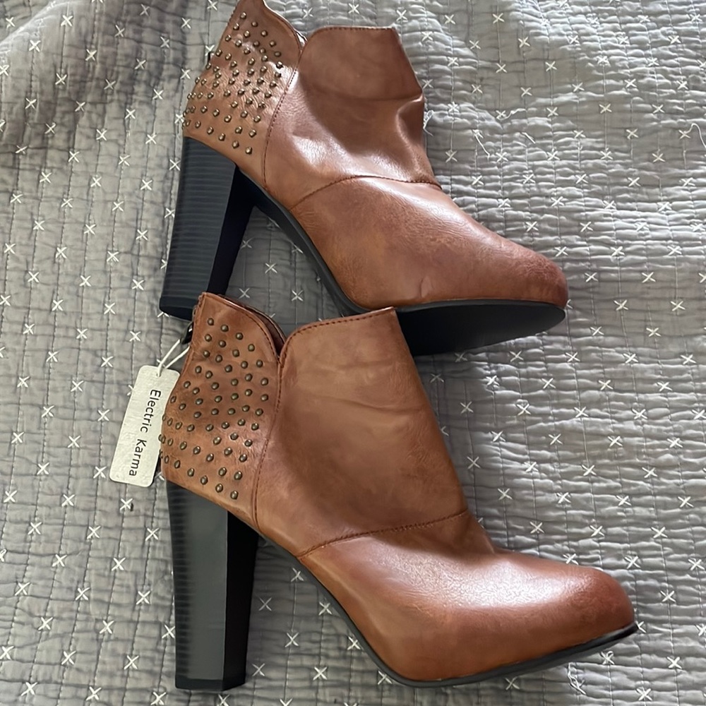 Electric Karma heeled bootie with studs